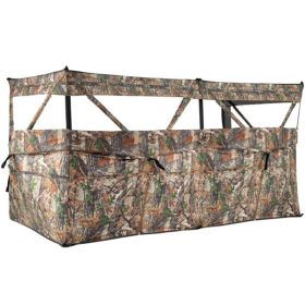 360° Panoramic Hunting Blind - 4 One-Way See-Through Panels, Modular Setup with Dog Doors (Camouflage)