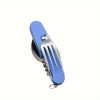 Stainless Steel 6-in-1 Multi-Tool Cutlery Set, Folding Pocket Knife with Fork, Spoon, Can Opener, Corkscrew, and Bottle Opener