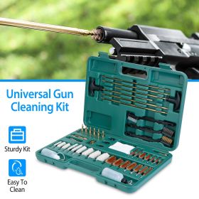 Universal Gun Cleaning Kit Gun Cleaning Brushes Mops Muff Guard w/ Carrying Case For Rifles Pistols Handguns Shotguns (Color: Green)
